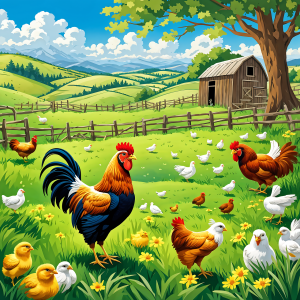 Rooster and chickens