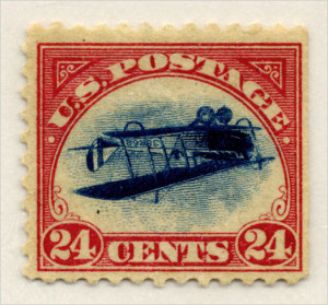 1918 stamp misprint with upside down airplane