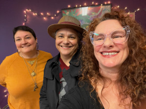 Jurie Lewis from Meadowlands Community Urban Mini Farm and Erika Ironwood of Craft and Cauldron three women smiling