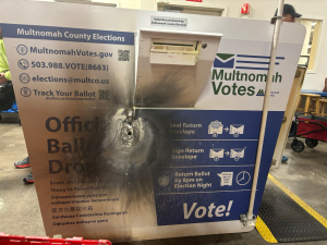 Oregon Ballot Box torched Oregon Ballot Box torched